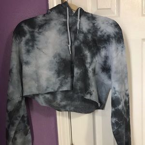 Rue 21 tie dye blue Crop top hoodie